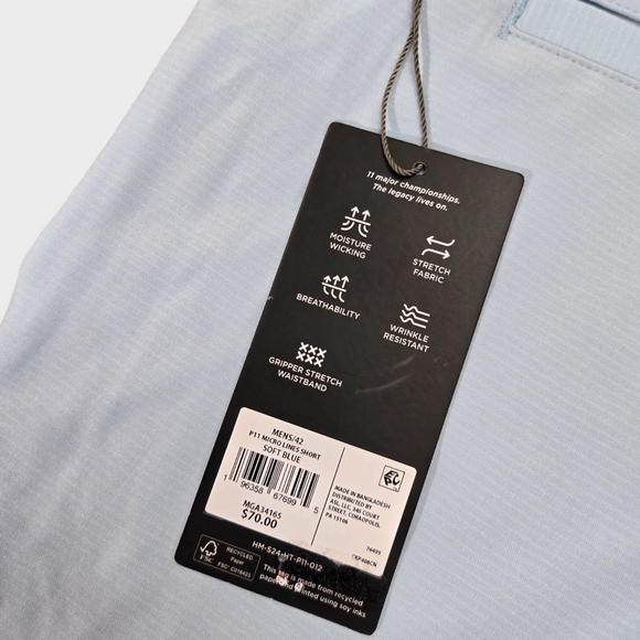 Walter Hagen Men's 42 P11 Micro Lines Soft Blue Golf Shorts 9" Inseam Gripper - Picture 8 of 8